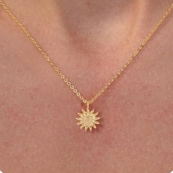 Gold Necklace for Women, Dainty Star of David Necklace 14K Gold Plated Sun Lotus - Picture 1 of 3